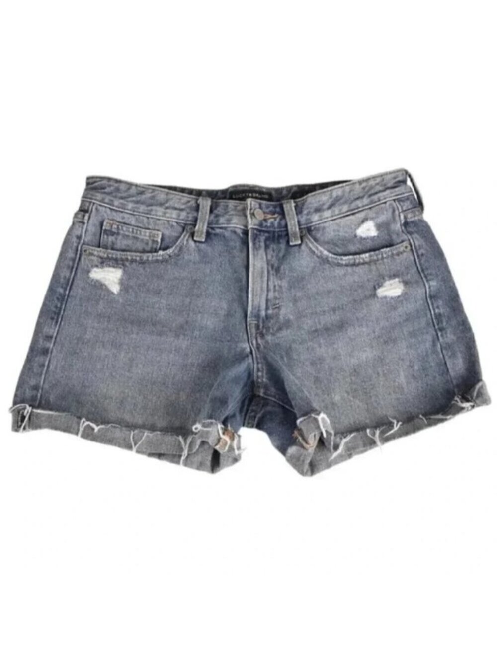 Lucky Brand Boyfriend Jean Shorts Distressed Denim Cuffed Blue  Size 8/29